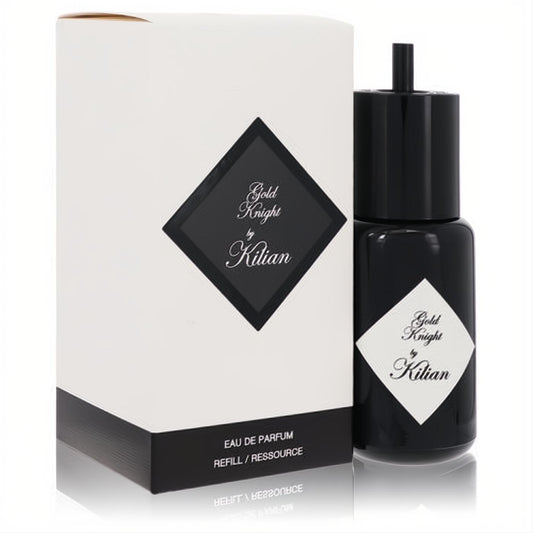 Kilian Gold Knight 1.7 oz EDP refill. Sleek black bottle and elegant white box with signature diamond labels.