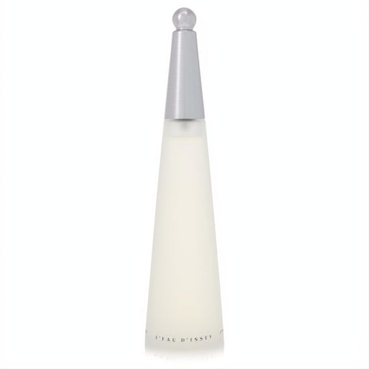 Experience L'EAU D'ISSEY 3.4 oz women's perfume in its elegant tapered glass bottle with a sleek silver cap.