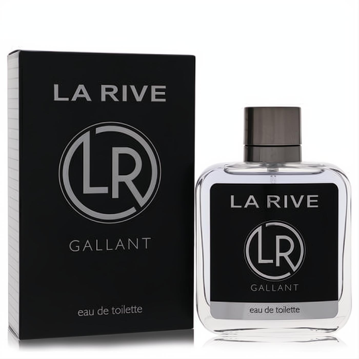 La Rive Gallant men's eau de toilette in a sleek black box and clear glass bottle with striking silver branding.