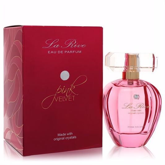 La Rive Pink Velvet 2.5 oz women's perfume. Elegant pink crystal bottle with matching fuchsia box.