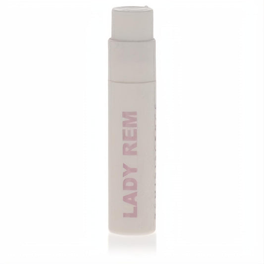 Discover Lady Rem: a chic .04 oz frosted white perfume sample vial with elegant pink branding.
