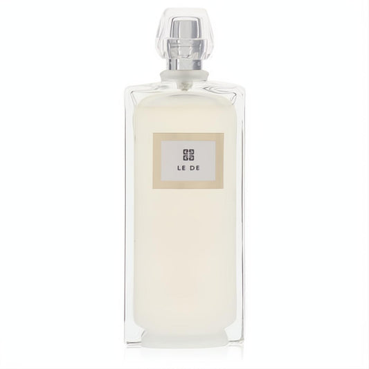 Sophisticated Le De by Givenchy 3.3 oz EDT spray tester. Clear glass bottle with milky white fragrance and elegant faceted cap.