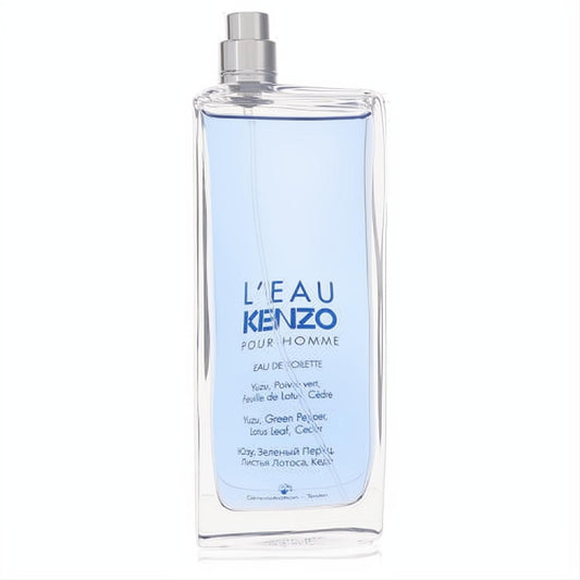 L'eau Kenzo Pour Homme EDT. Modern clear glass bottle, refreshing blue fragrance, sleek silver sprayer. Invigorating men's scent.
