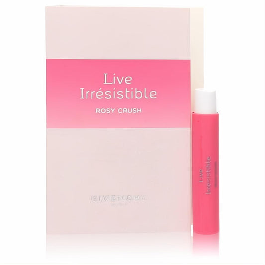 Givenchy Live Irresistible Rosy Crush .03 oz perfume sample. Hot pink vial and elegant light pink branded box.