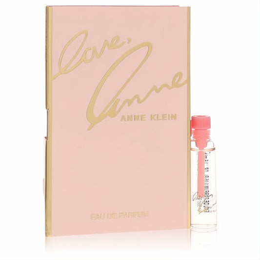 Discover Love Anne by Anne Klein .05 oz women's perfume sample. Elegant pink card with gold script and clear vial.