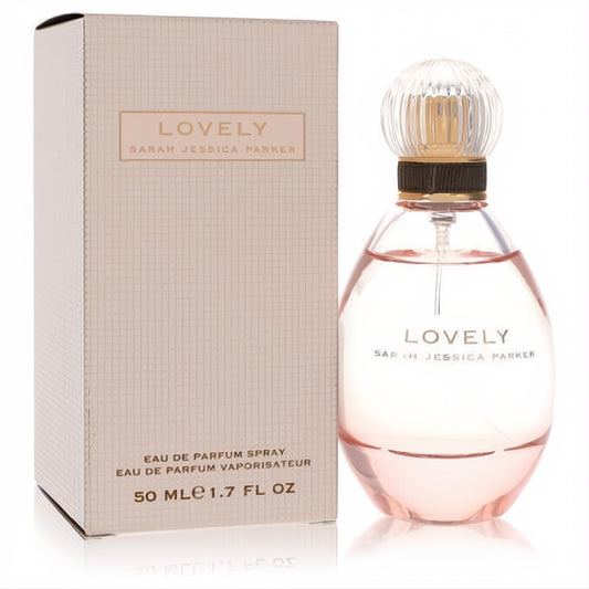 Lovely SJP 1.7 oz Eau de Parfum. Elegant pink bottle with a unique ribbed cap, showcased with its chic textured box.