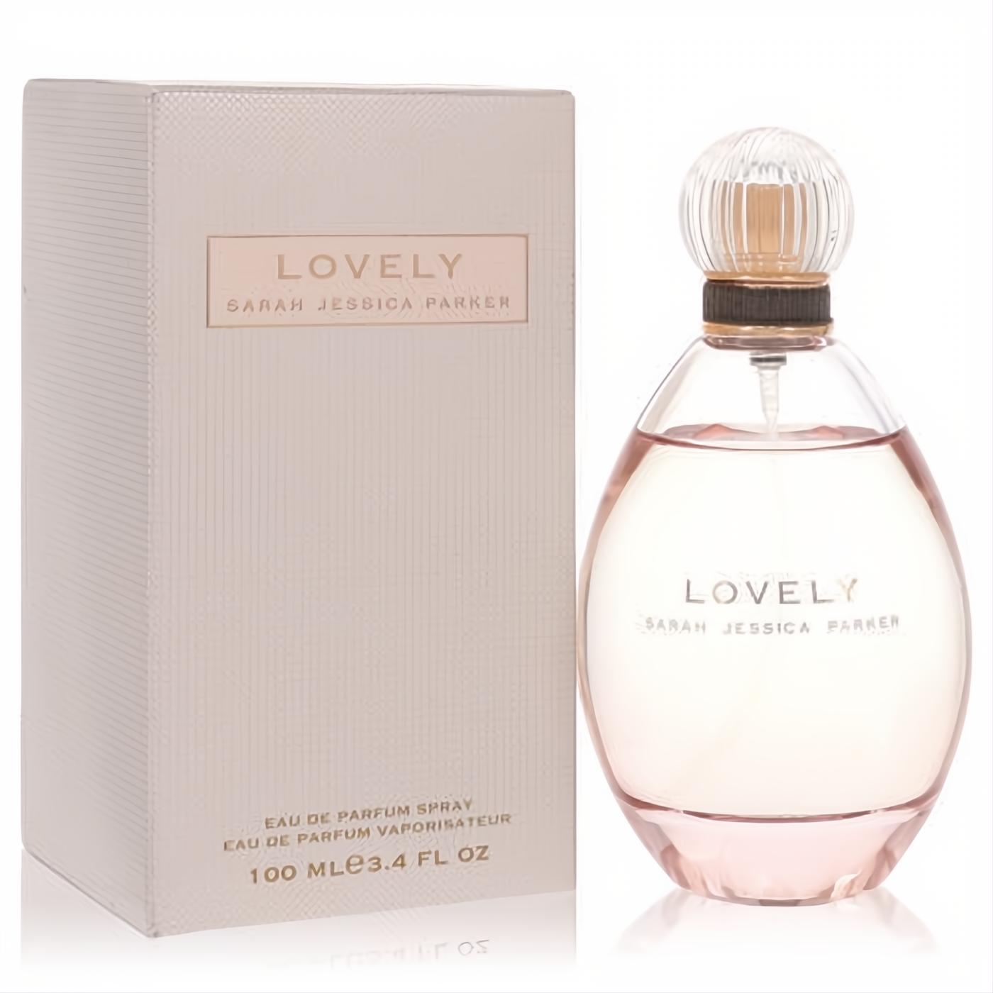 Lovely by SJP 3.4 oz women's Eau de Parfum. Chic light pink box and elegant clear glass bottle with a unique ribbed cap.