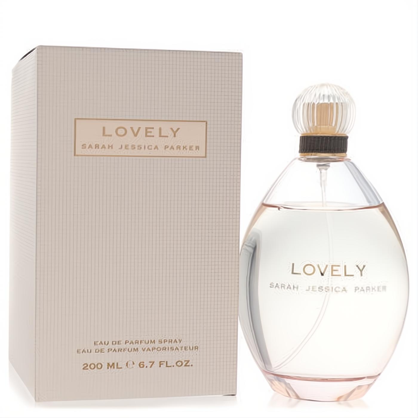 Lovely by SJP 6.7 oz Eau de Parfum spray in a clear glass bottle with ribbed cap and elegant champagne box.