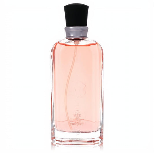 Lucky You Liz Claiborne women's Eau De Toilette. Clear glass bottle with radiant peachy-pink fragrance and sleek black cap.