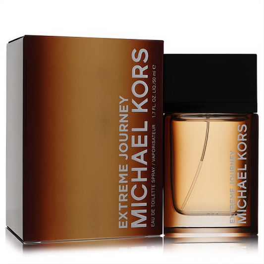 Michael Kors Extreme Journey 1.7 oz men's EDT. Features a sleek amber glass bottle with a black cap and bold brown packaging.