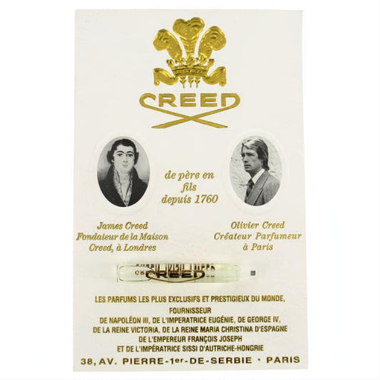 Luxurious Creed Millesime Imperial .05 oz fragrance sample vial presented on a white card with gold logo.