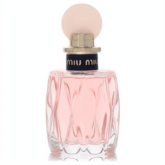 Miu Miu L'eau Rosee 3.4 oz EDT. Luxurious faceted glass bottle with delicate pink fragrance and a chic nude cap.