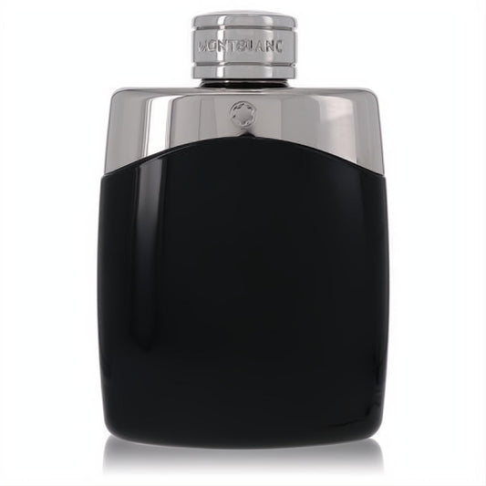 MontBlanc Legend men's Eau De Toilette spray in a sleek black bottle with a gleaming silver cap.