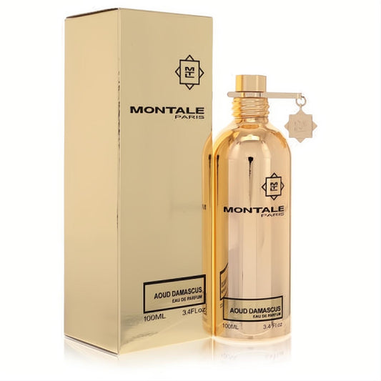 Montale Aoud Damascus 3.4 oz unisex EDP. Luxurious gold metallic bottle with charm and matching box.
