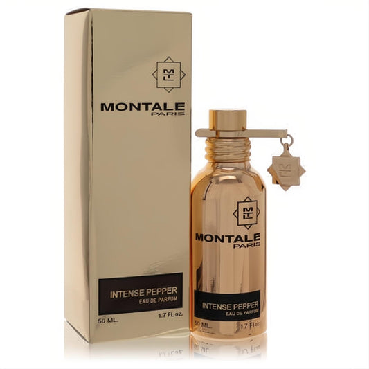 Montale Intense Pepper 1.7 oz Eau De Parfum for women. Elegant gold metallic bottle with charm and matching box.