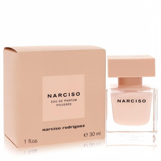 Discover Narciso Poudree 1 oz Eau De Parfum spray by Narciso Rodriguez. Elegant clear bottle with soft pink liquid and matching box.