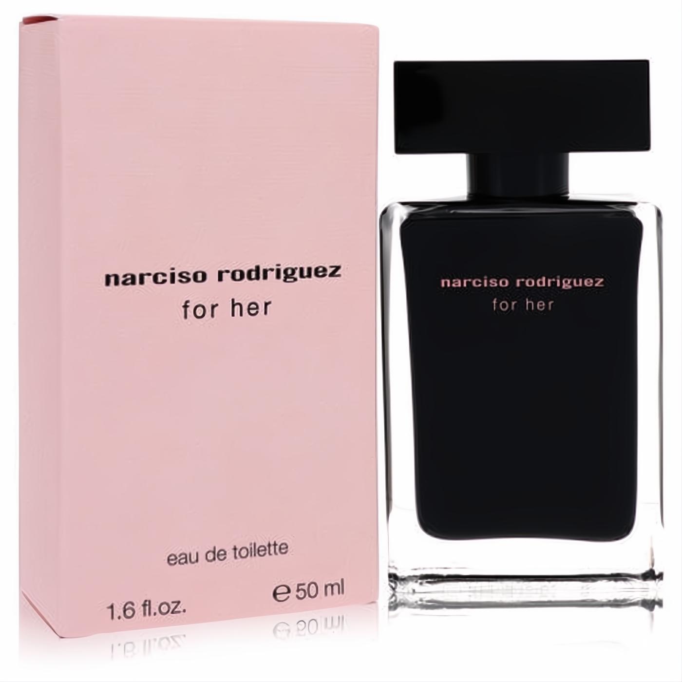 Discover Narciso Rodriguez For Her 1.6 oz Eau De Toilette. Sleek black glass bottle and elegant pink box.