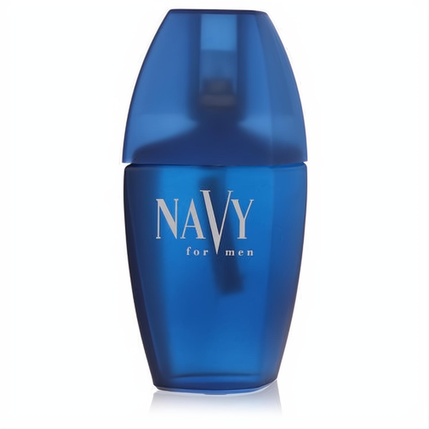 Navy for Men 1.7 oz cologne spray. Striking deep blue frosted bottle with a sleek tapered design and bold white logo.