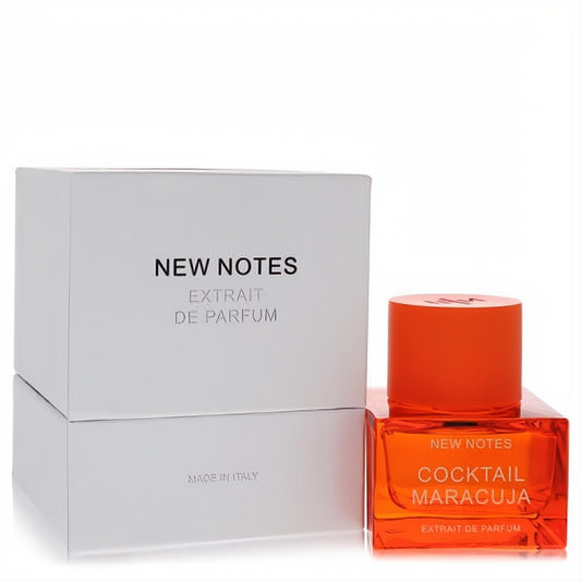 Experience New Notes Cocktail Maracuja unisex Extrait De Parfum. A vibrant orange 1.7 oz spray bottle with a sleek white box.