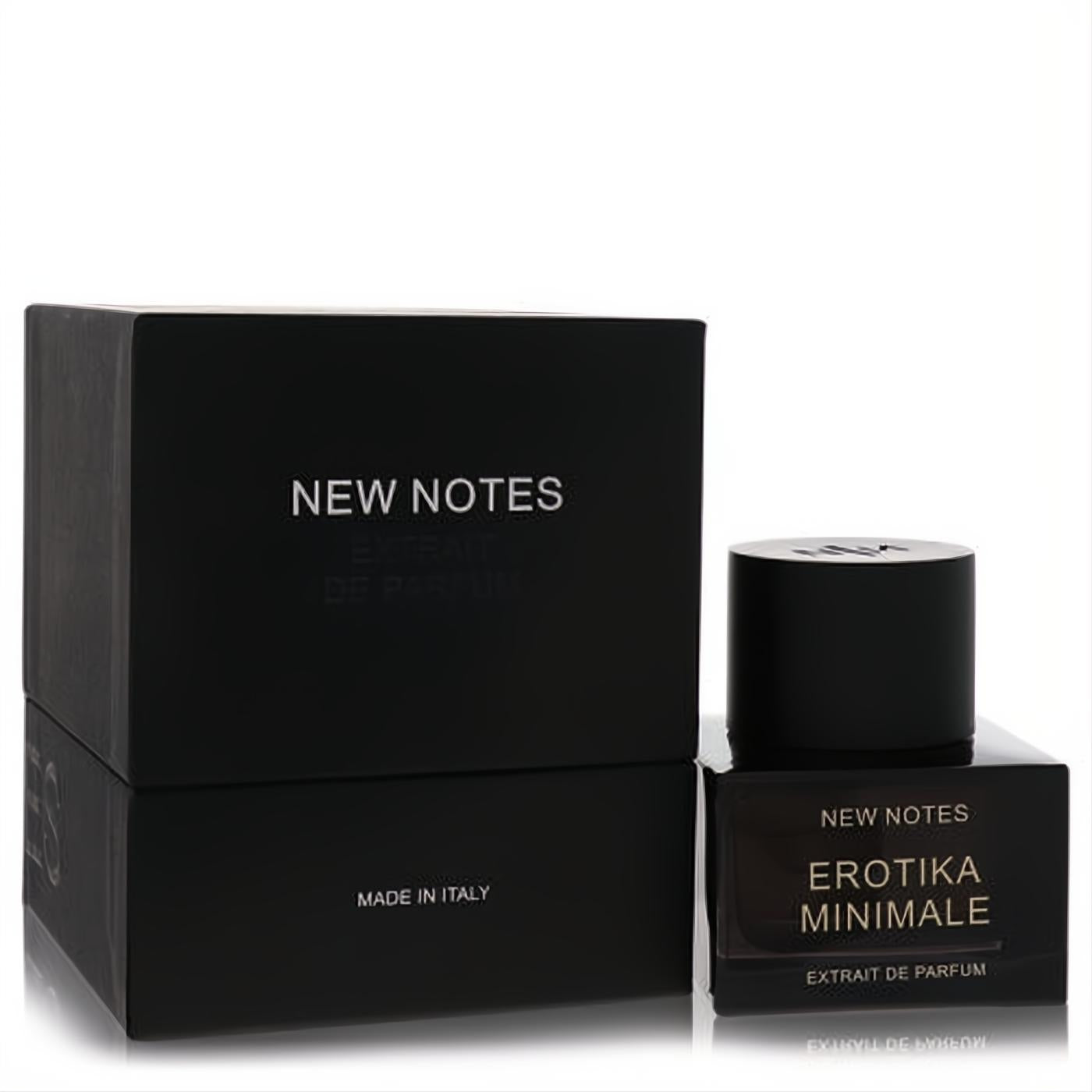New Notes Erotika Minimale 1.7 oz unisex extrait de parfum. Elegant black bottle and box, Made in Italy.