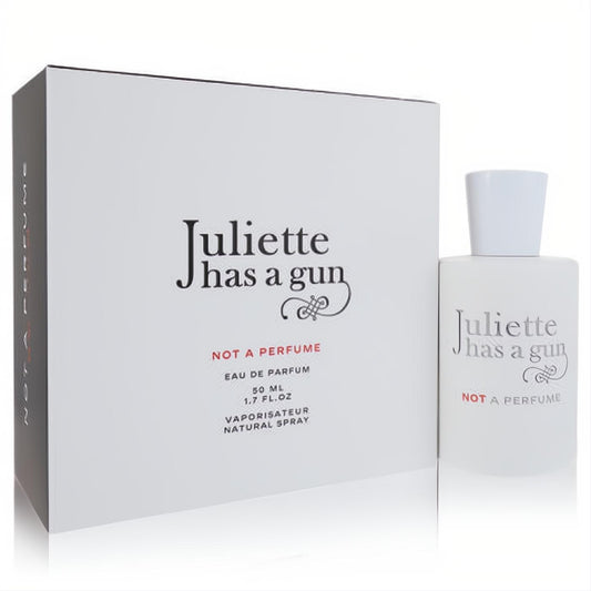 Juliette Has a Gun Not a Perfume 1.7 oz white Eau De Parfum spray bottle and sleek matching box.