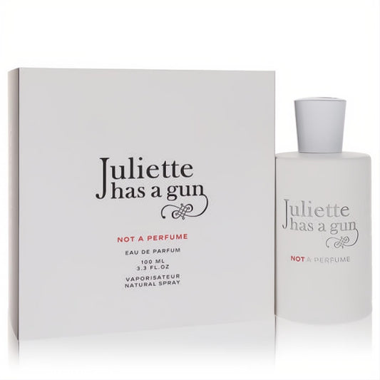 Juliette Has a Gun Not a Perfume 3.3 oz Eau De Parfum spray in a sleek white matte bottle and matching box. Experience this unique fragrance.