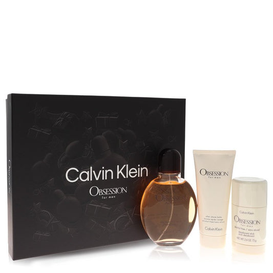 Obsession by Calvin Klein - Gift Set -- 4.2 oz Eau De Toilette Spray + 3.4 oz After Shave Balm + 2.6 oz Deodorant Stick