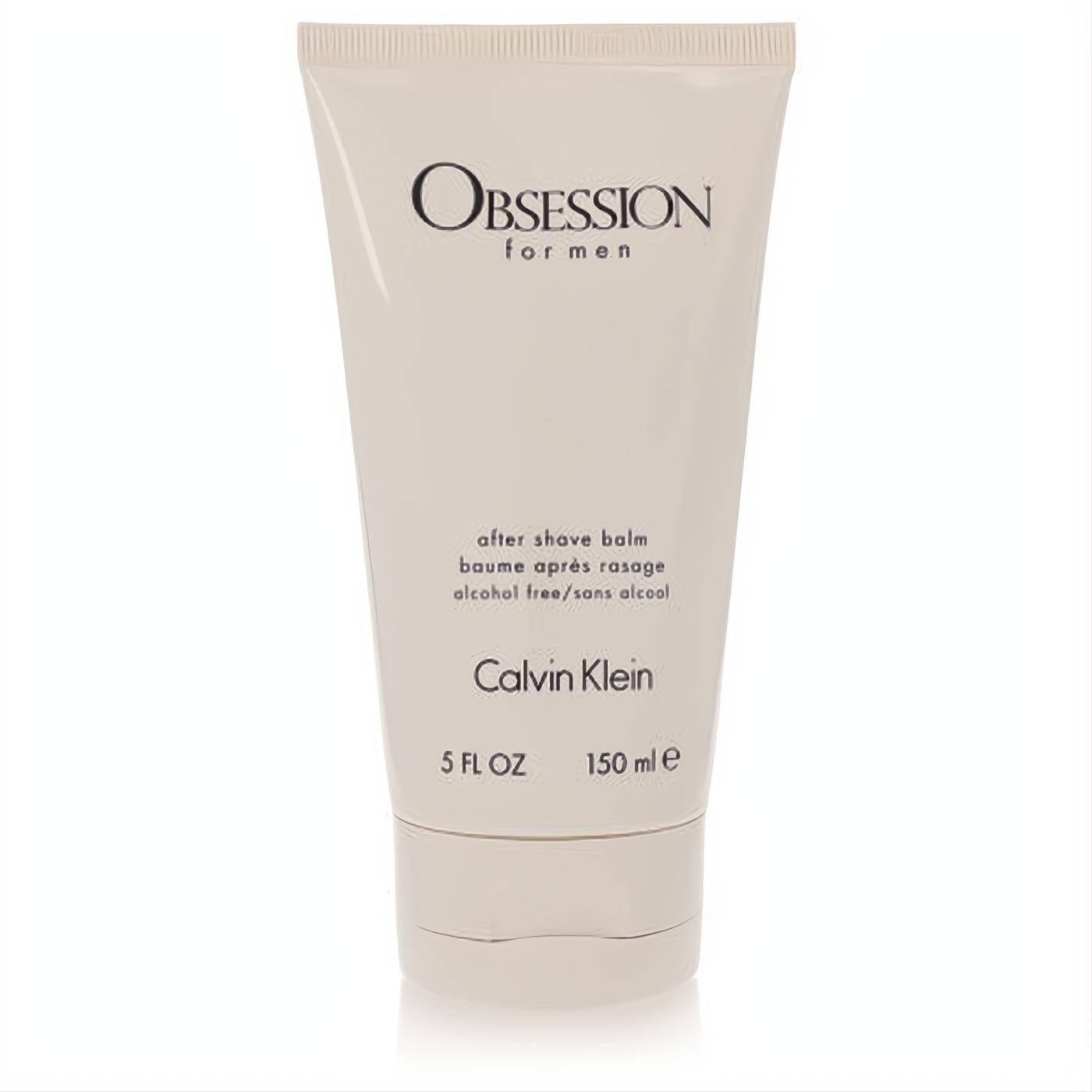 Calvin Klein Obsession for Men After Shave Balm, 5 oz, in a sleek cream-colored alcohol-free tube.