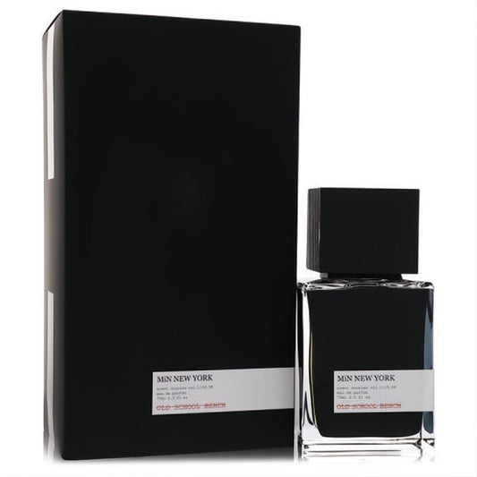 Min New York Old School Bench 2.5 oz unisex Eau De Parfum. Sleek black bottle and box for a sophisticated fragrance.