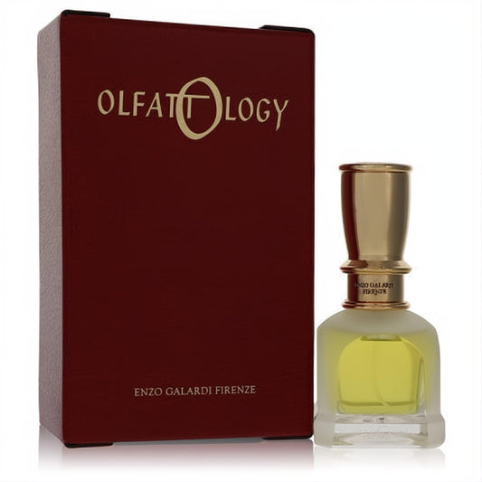Olfattology Intenez 1.7 oz unisex EDP in an elegant frosted glass bottle with a gold cap, beside its rich burgundy box.