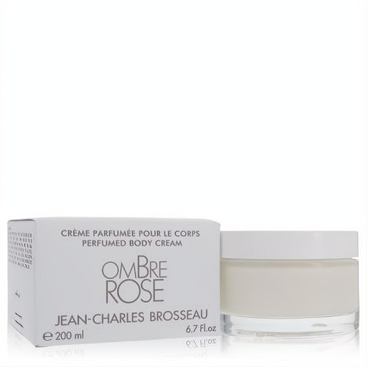 Indulge in Ombre Rose by Brosseau perfumed body cream. White box, clear jar, 6.7 oz for luxurious hydration.