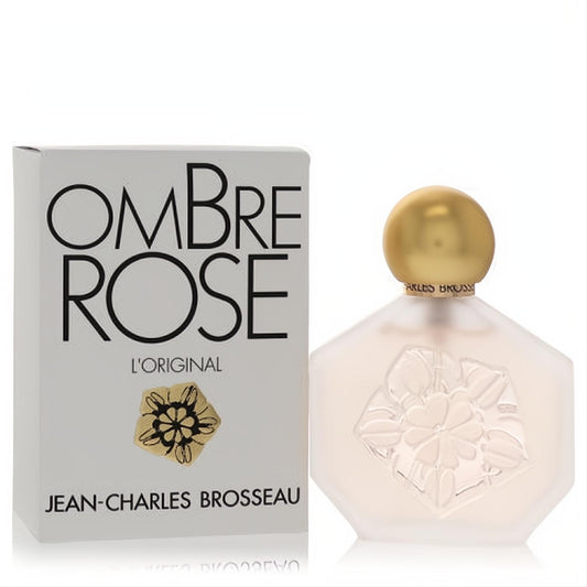 Elegant Ombre Rose 1 oz women's EDT spray by Brosseau. Frosted glass bottle, gold cap, and exquisite raised floral design.