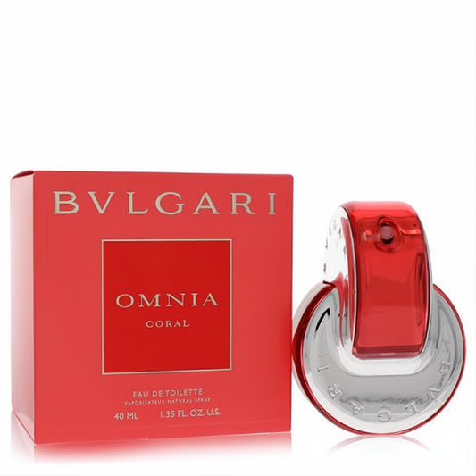 Discover Bvlgari Omnia Coral 1.4 oz EDT spray. Captivating fragrance in a unique coral red interlocking bottle with matching box.