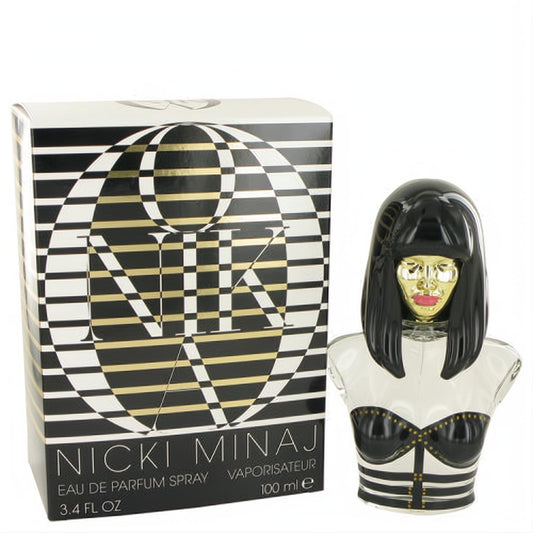 Nicki Minaj Onika 3.4 oz EDP. Seductive black & gold bust bottle with clear corset design, paired with a geometric box.