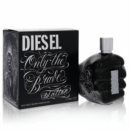 Unleash your spirit with Diesel Only The Brave Tattoo 4.2 oz EDT. Iconic black fist bottle, silver cap, and matching tattoo-art box.