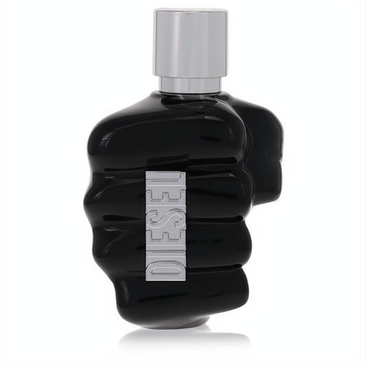Diesel Only The Brave Tattoo 2.5 oz men's cologne. Iconic glossy black fist bottle with a sleek silver cap and logo.
