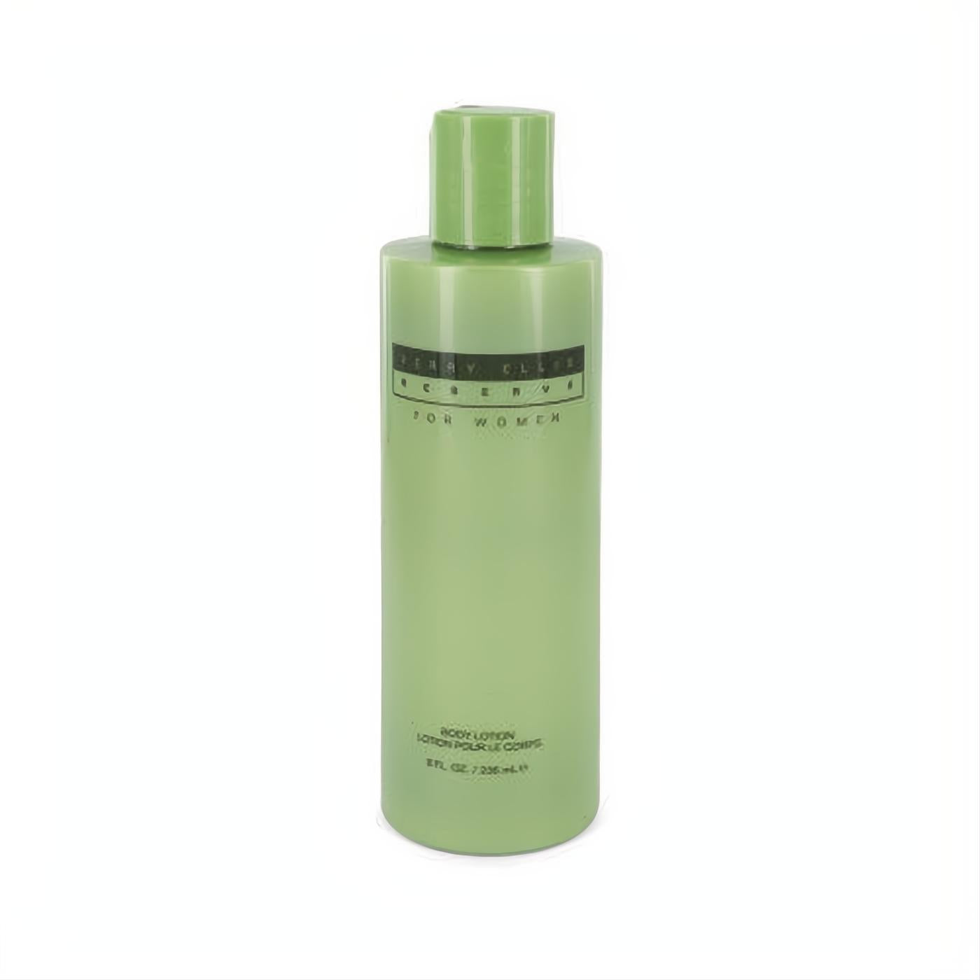 Perry Ellis Reserve for Women 8 oz body lotion. Luxurious sage green bottle, perfect for a harmonious fragrance experience.