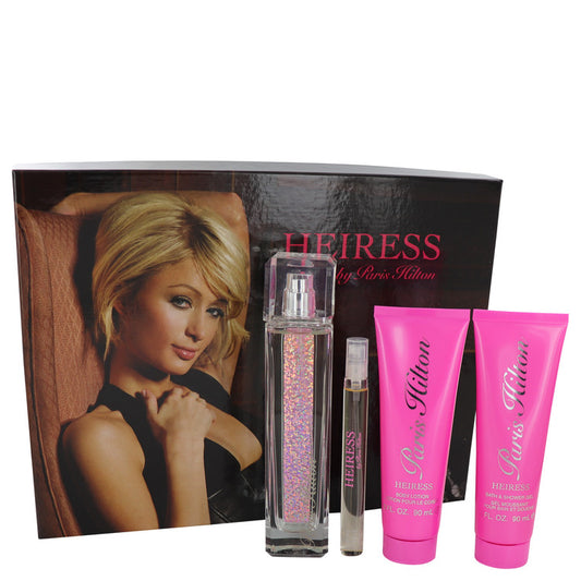 Paris Hilton Heiress by Paris Hilton - Gift Set -- 3.4 oz Eau De Parfum Spay + .34 oz Mini EDP Pen Spray + 3 oz Body Lotion + 3 oz Shower Gel