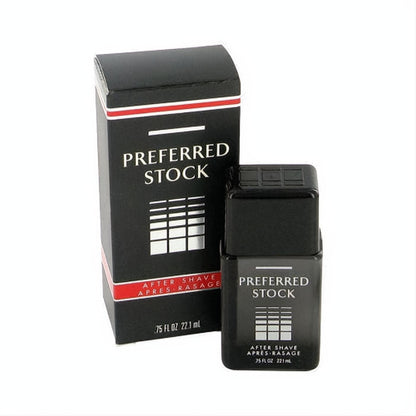 Sophisticated PREFERRED STOCK by Coty 0.75 oz after shave. Black frosted bottle and matching box with a striking red stripe.