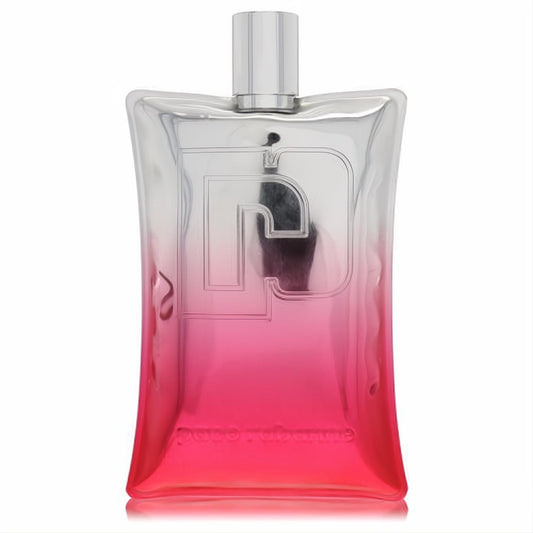 Captivating Paco Rabanne Erotic Me 2.1 oz unisex EDP spray. Sleek silver to fuchsia bottle with iconic 'P' logo.