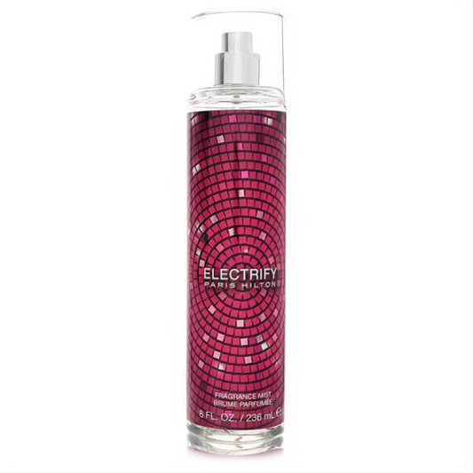Unleash your glow with Paris Hilton Electrify 8 oz fragrance mist. Features a stunning pink mosaic bottle, silver sprayer, and clear cap.