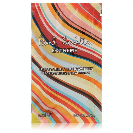 Paul Smith Extreme women's fragrance 0.06 oz sample vial. Vibrant, signature multi-colored stripes for an elegant aroma.