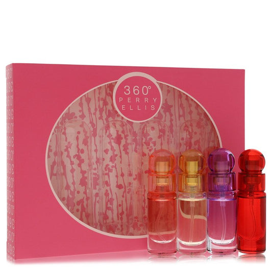 perry ellis 360 by Perry Ellis - Gift Set -- Four piece Travel Gift Set Includes .25 oz Mini Eau De Parfum Spray of each. 360 Coral, 360 For Women, 360 Purple, 360 Red.