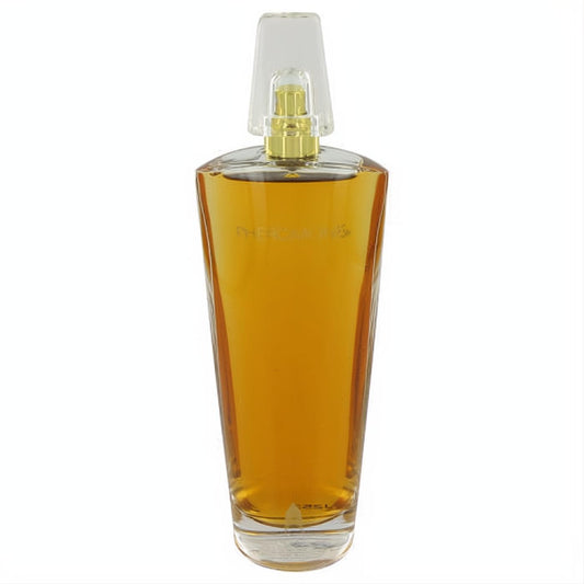 Sophisticated Pheromone by Marilyn Miglin 3.4 oz EDP spray. Clear glass bottle, rich amber liquid, gold sprayer, sleek cap.