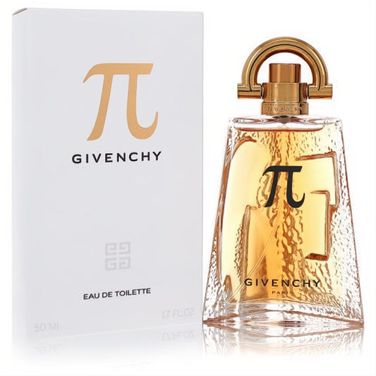 Givenchy Pi Eau De Toilette 1.7 oz. Unique faceted amber glass bottle with a gold cap and matching white box.