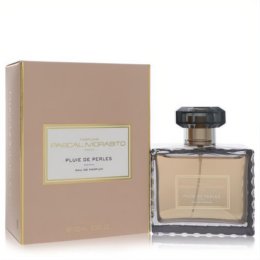 Elegant Pluie De Perles 3.4 oz Pascal Morabito women's EDP. Clear faceted bottle, dark jewel cap, rose gold box.