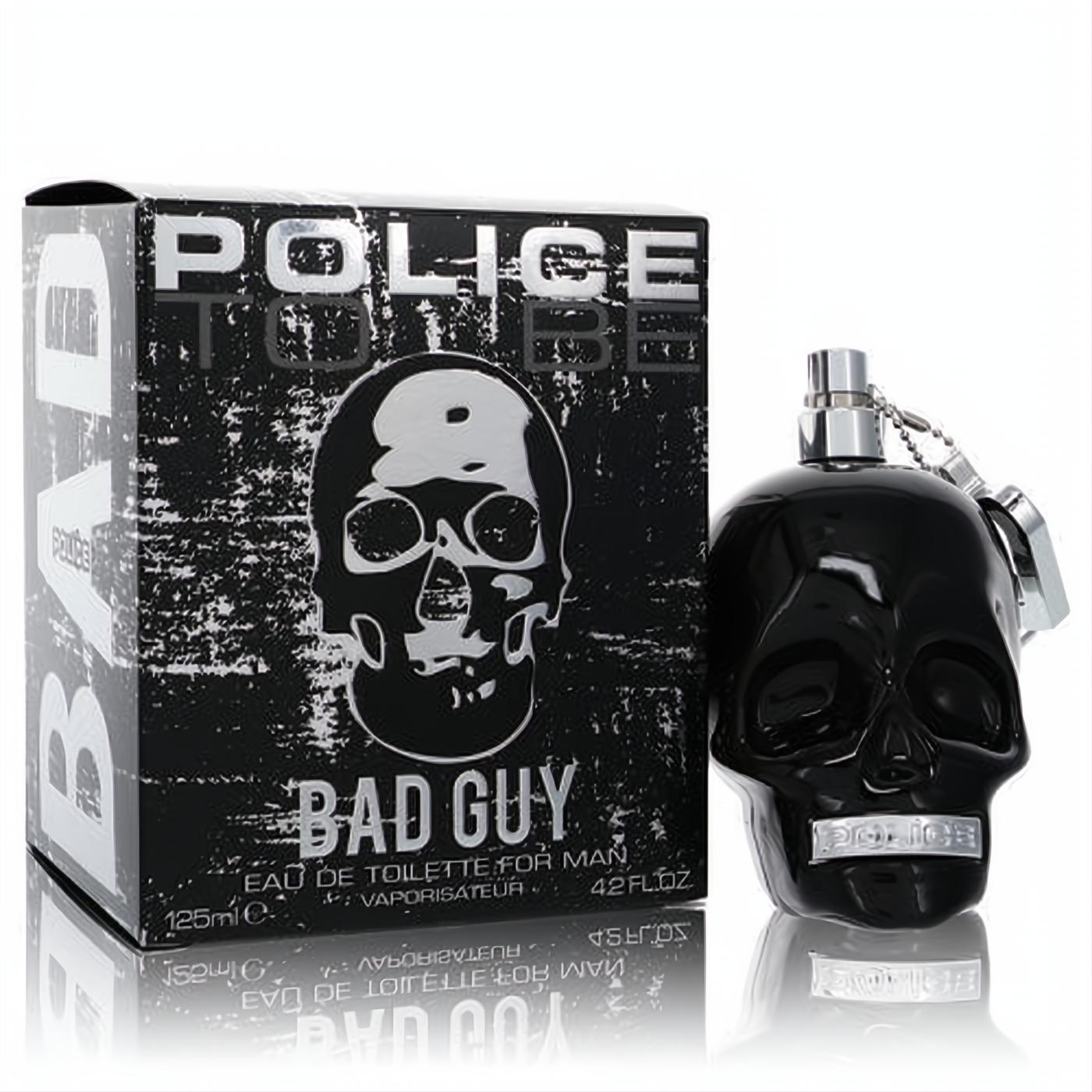 Bold Police To Be Bad Guy 4.2 oz men's cologne in a sleek black skull bottle with a matching distressed graphic box.