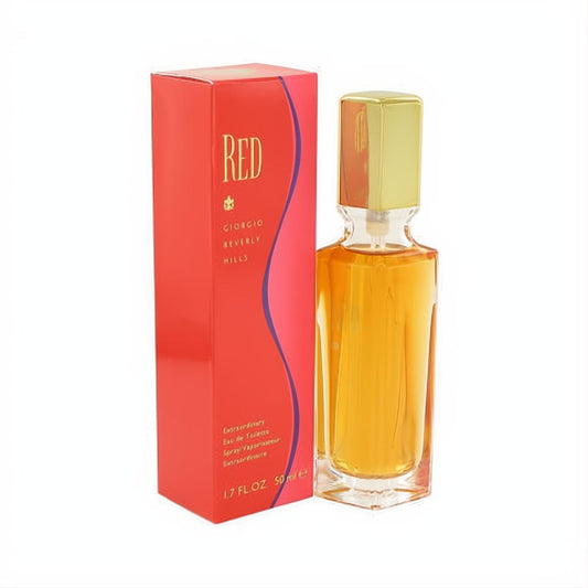 Iconic RED by Giorgio Beverly Hills 1.7 oz EDT. Vibrant red box and elegant clear bottle with a luxurious gold cap.