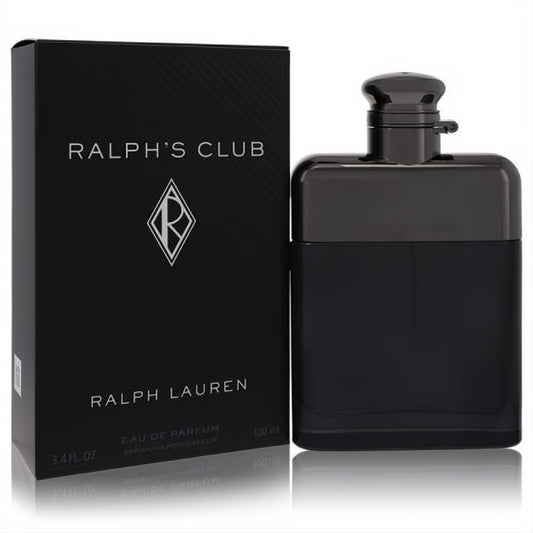 Ralph's Club by Ralph Lauren 3.4 oz men's Eau de Parfum. Sleek dark bottle, gunmetal cap, and matching black box.