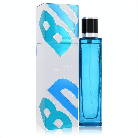 Elevate your style with Rasasi Kun Mukhtalifan men's 3.4 oz blue glass EDP spray and sleek matching box.